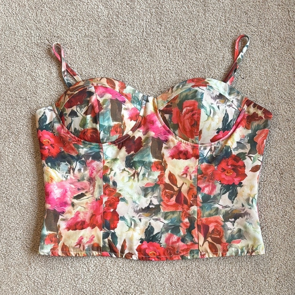 Floral Women's Bustier Top - Picture 2 of 5